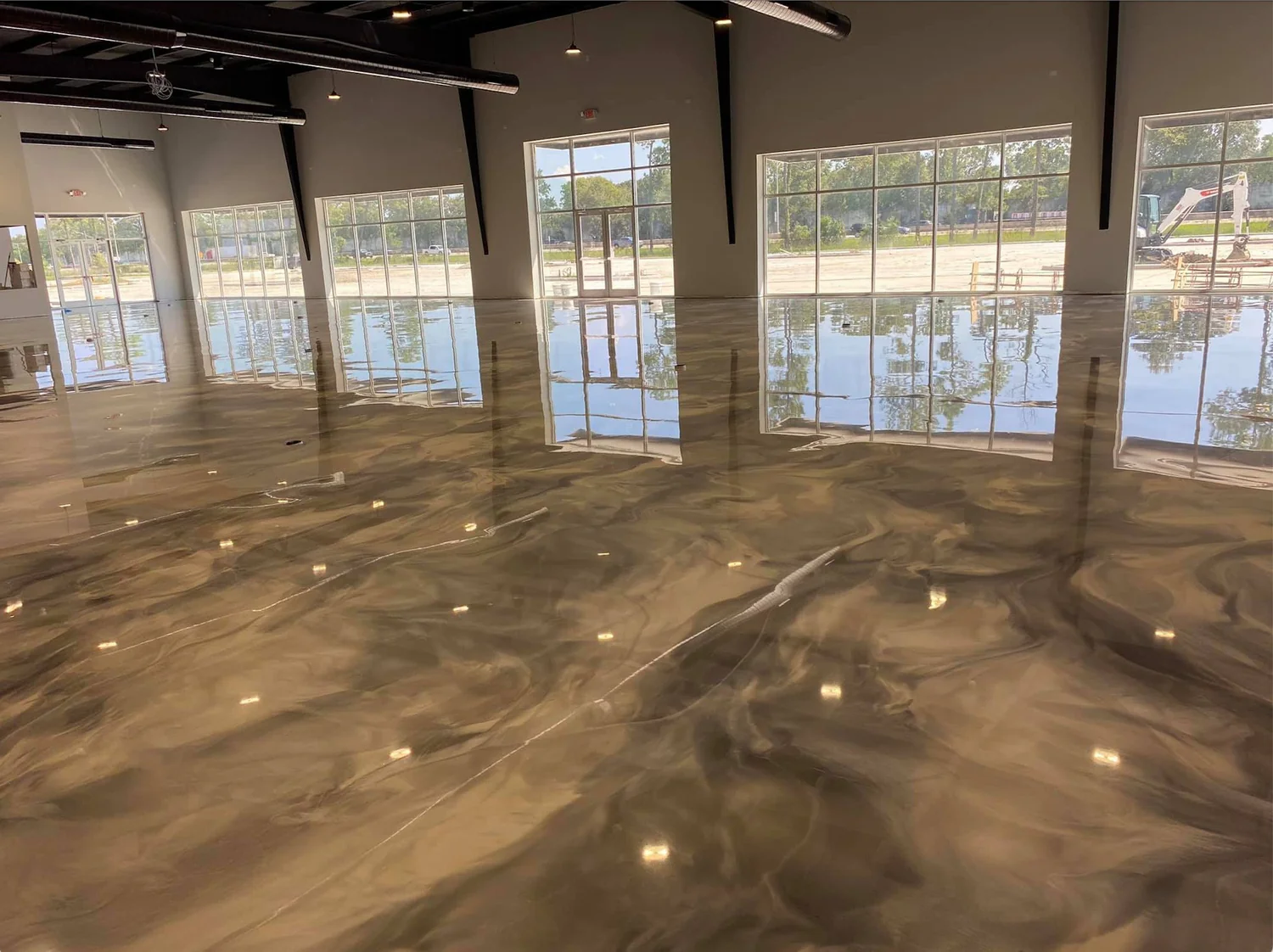 Tan metallic epoxy floor